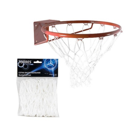 Купить Сетка баскетбольная Torres, нить 4 мм, белая в Петушках 